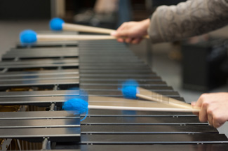 Percussionist playing xylophone