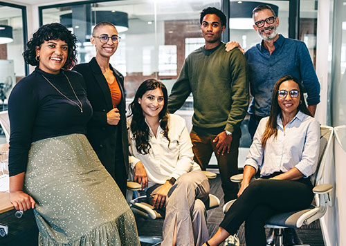 Diverse group of professionals dressed in business attire