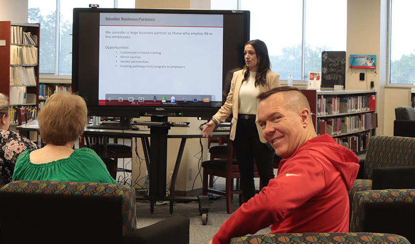 Library employee enjoying the CEWD presentation