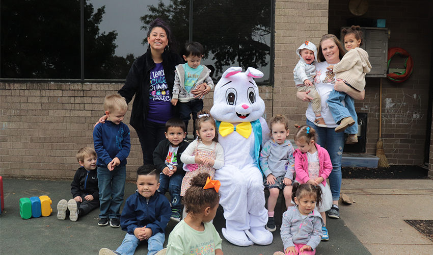 Group picture with Mr. Bunny.