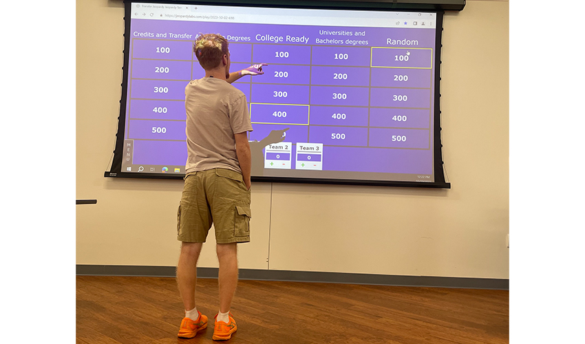 Student playing jeopardy.