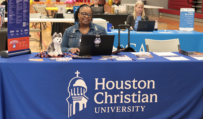 Houston Christian University booth.