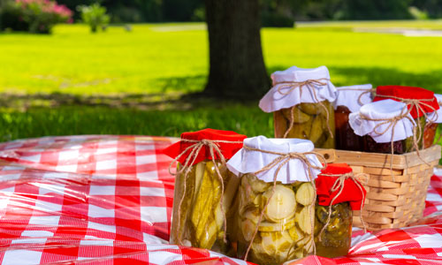 Quart size jars with pickles
