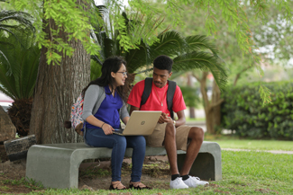 ACC students studying outside