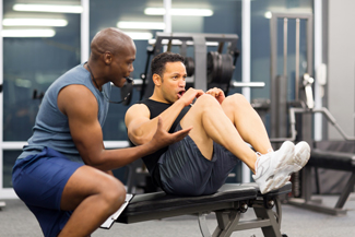 Men training in gym