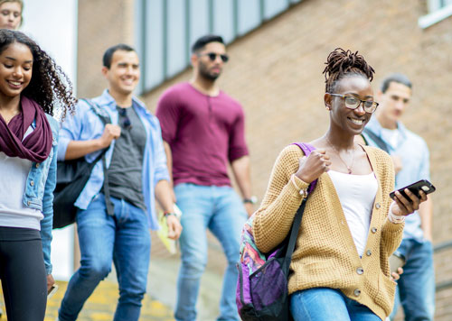 students on college campus